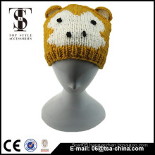 Monkey design knitting colorful baby hat